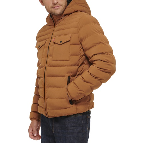 리바이스 Mens Stretch Hooded Two-Pocket Quilted Jacket