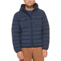 Mens Stretch Hooded Two-Pocket Quilted Jacket