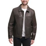 Mens Faux Leather Zip-Front Jacket