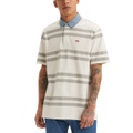 Mens Relaxed-Fit Short Sleeve Striped Rugby Shirt