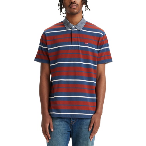 리바이스 Mens Relaxed-Fit Short Sleeve Striped Rugby Shirt