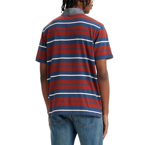 리바이스 Mens Relaxed-Fit Short Sleeve Striped Rugby Shirt