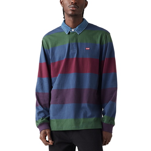 리바이스 Mens Relaxed-Fit Long Sleeve Striped Rugby Shirt