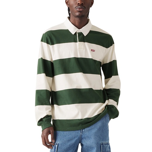 리바이스 Mens Relaxed-Fit Long Sleeve Striped Rugby Shirt