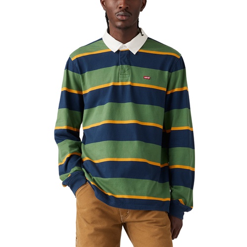 리바이스 Mens Relaxed-Fit Long Sleeve Striped Rugby Shirt