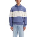 Mens Relaxed-Fit Drawstring Stripe Hoodie