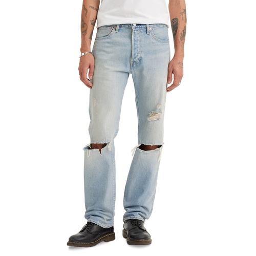 리바이스 Mens 501 Originals Marching Meadow Distressed Jeans