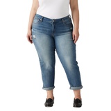 Plus Size Mid Rise Roll-Cuff Boyfriend Jeans