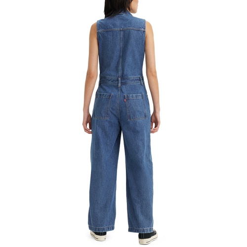 리바이스 Womens Cotton Button-Front Sleeveless Jumpsuit