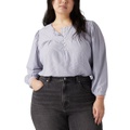 Trendy Plus Size Halsey Striped 3/4-Sleeve Blouse