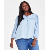 Plus Size Halsey 3/4-Sleeve Button-Front Blouse