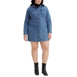 Trendy Plus Size Flynn Western Cotton Denim Shirtdress