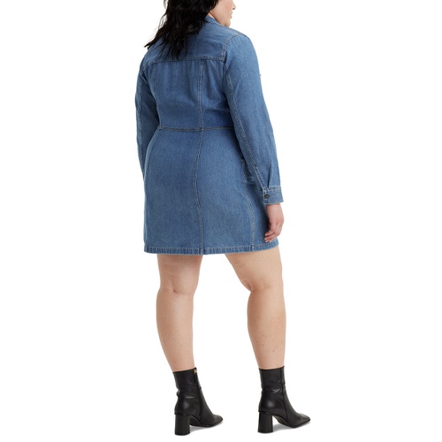 리바이스 Trendy Plus Size Flynn Western Cotton Denim Shirtdress