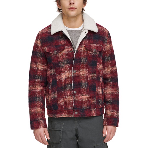 리바이스 Mens Plaid Fleece-Lined Trucker Jacket