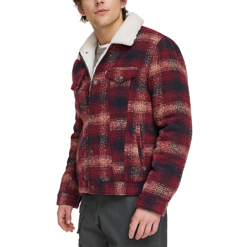 리바이스 Mens Plaid Fleece-Lined Trucker Jacket