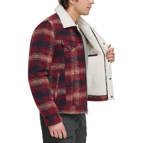 리바이스 Mens Plaid Fleece-Lined Trucker Jacket