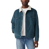 Mens Relaxed Fit Fleece Lined Snap-Front Trucker Jacket