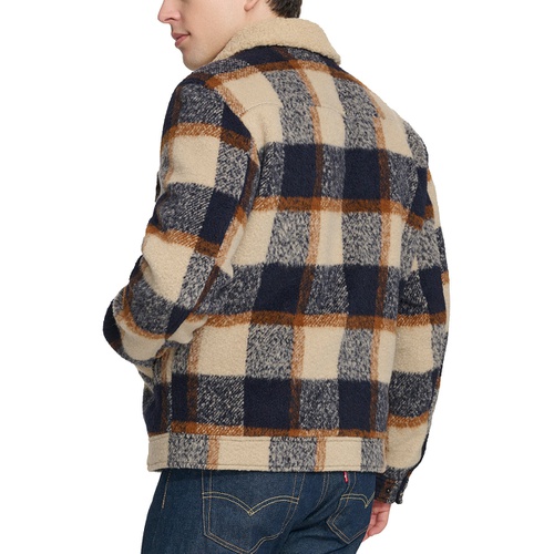 리바이스 Mens Plaid Full-Zip Depot Jacket with Fleece Collar