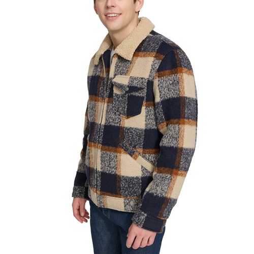 리바이스 Mens Plaid Full-Zip Depot Jacket with Fleece Collar