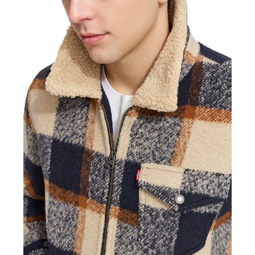 리바이스 Mens Plaid Full-Zip Depot Jacket with Fleece Collar