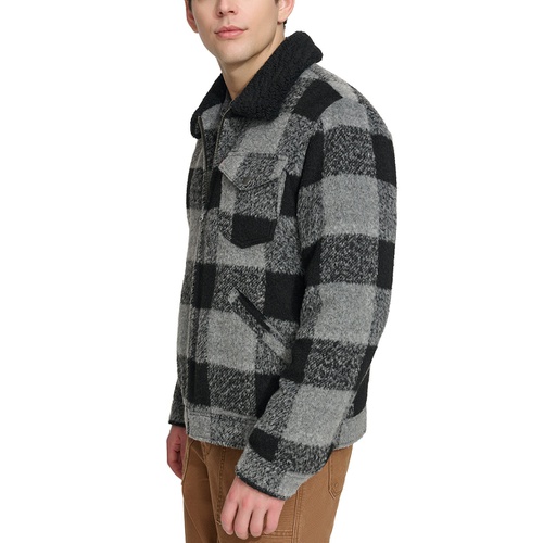 리바이스 Mens Plaid Full-Zip Depot Jacket with Fleece Collar