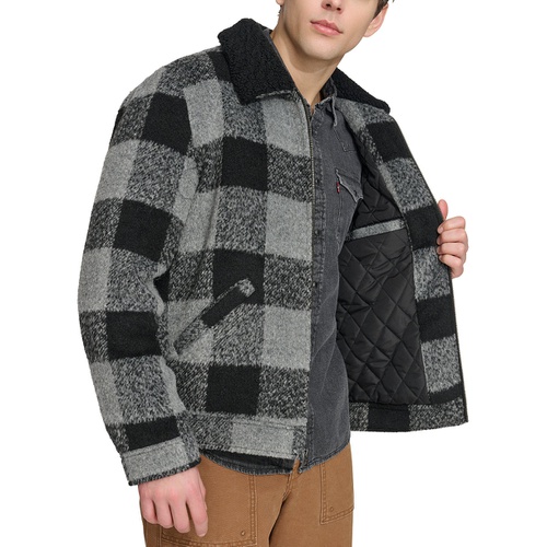 리바이스 Mens Plaid Full-Zip Depot Jacket with Fleece Collar