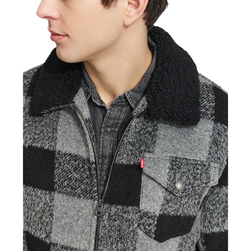 리바이스 Mens Plaid Full-Zip Depot Jacket with Fleece Collar