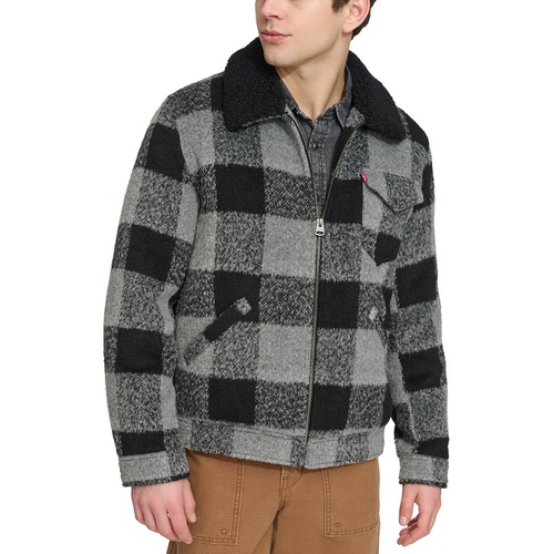 리바이스 Mens Plaid Full-Zip Depot Jacket with Fleece Collar