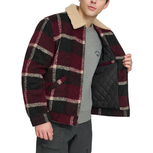 리바이스 Mens Plaid Full-Zip Depot Jacket with Fleece Collar