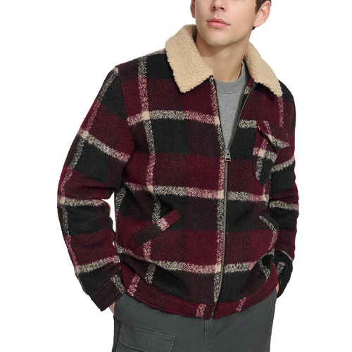 리바이스 Mens Plaid Full-Zip Depot Jacket with Fleece Collar