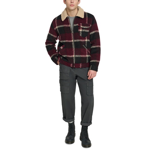 리바이스 Mens Plaid Full-Zip Depot Jacket with Fleece Collar