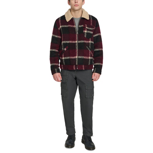 리바이스 Mens Plaid Full-Zip Depot Jacket with Fleece Collar