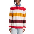 Mens Relaxed-Fit Long Sleeve Striped Rugby Shirt