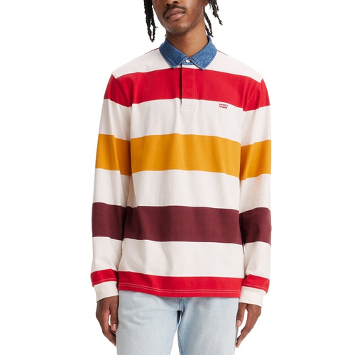 리바이스 Mens Relaxed-Fit Long Sleeve Striped Rugby Shirt