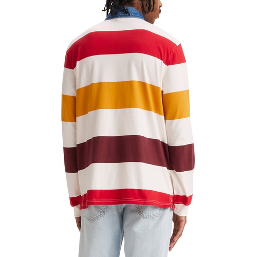 리바이스 Mens Relaxed-Fit Long Sleeve Striped Rugby Shirt