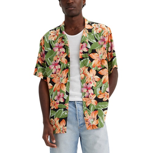 리바이스 Mens Printed Relaxed Short-Sleeve Camp Shirt