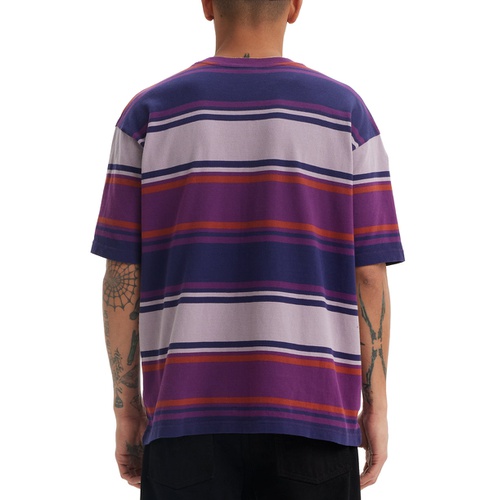 리바이스 Mens Relaxed Fit Short Sleeve Box Stripe Skateboard T-Shirt