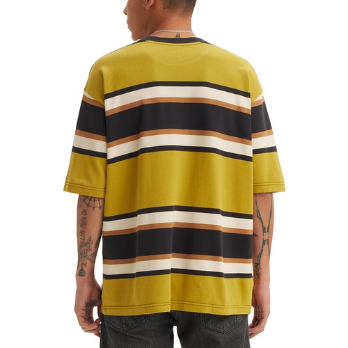 리바이스 Mens Relaxed Fit Short Sleeve Box Stripe Skateboard T-Shirt