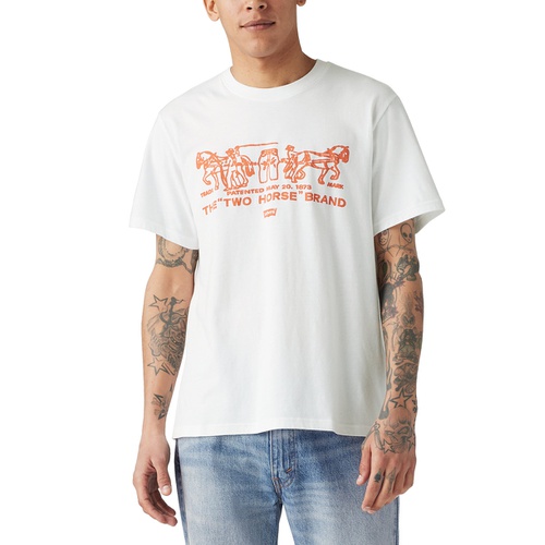 리바이스 Mens Relaxed-Fit Minimalistic Two Horsepower Logo Graphic T-Shirt