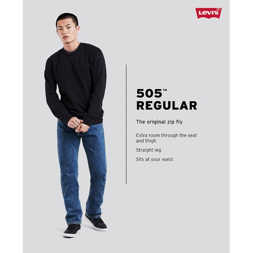 리바이스 Mens 505 Regular Fit Stretch Jeans