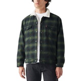 Mens Relaxed-Fit Scottie Plaid Trucker Jacket