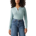 Womens Jakob Long Sleeve Waffle-Knit Henley Top