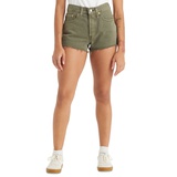 Womens 501 Button Fly Cotton High-Rise Denim Shorts