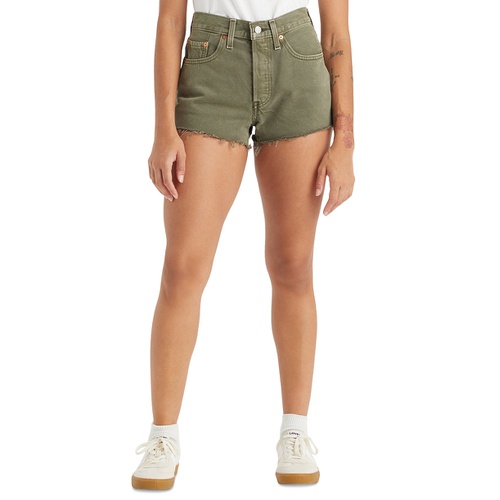 리바이스 Womens 501 Button Fly Cotton High-Rise Denim Shorts