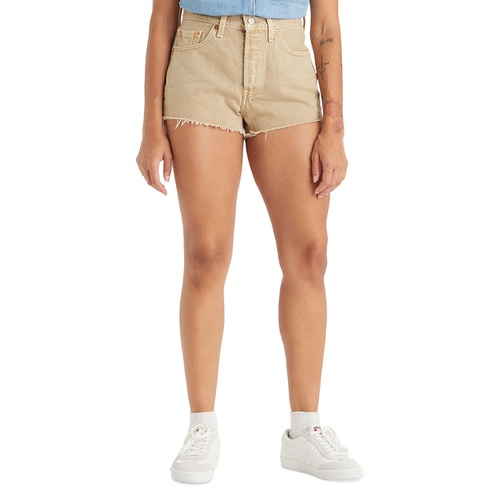 리바이스 Womens 501 Button Fly Cotton High-Rise Denim Shorts