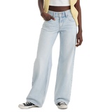 Womens Super-Low Double-Button Relaxed-Fit Denim Jean