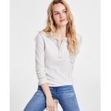 Womens Jakob Long Sleeve Waffle-Knit Henley Top