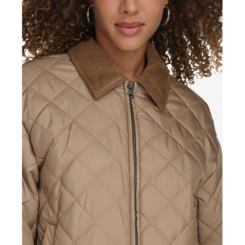 리바이스 Womens Diamond Quilted Bomber with Corduroy Collar