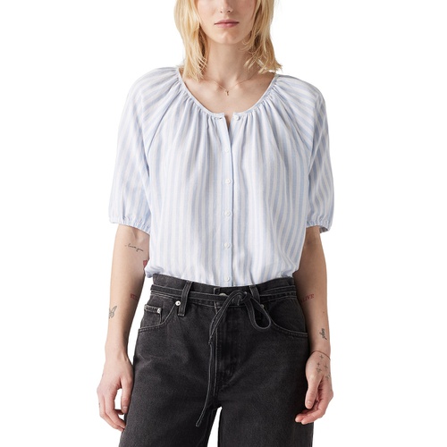 리바이스 Womens Leanne Button-Front Puff-Sleeve Top