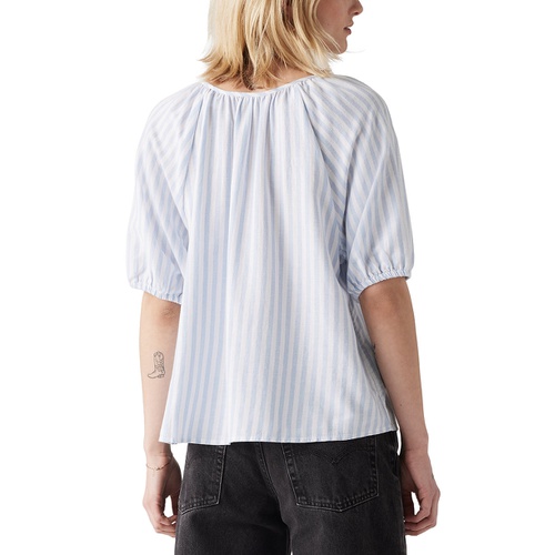 리바이스 Womens Leanne Button-Front Puff-Sleeve Top